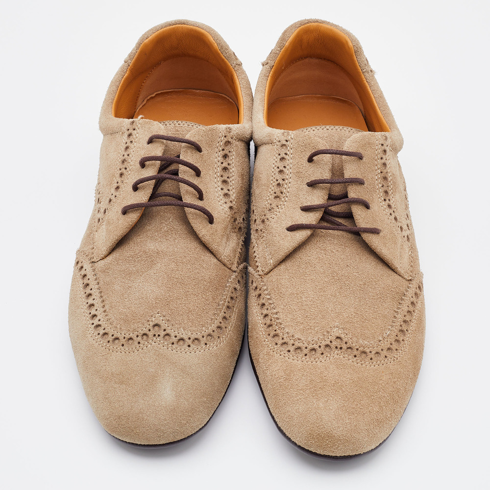 Gucci Grey Brogue Suede Derby Lace Up Loafers Size 41 - Picture 2 of 8